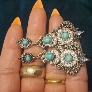Turquoise and Silver Chandelier Dangle Earrings